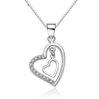 Cute Heart Pendant 925 Sterling Silver Fashion Necklace for Women A024