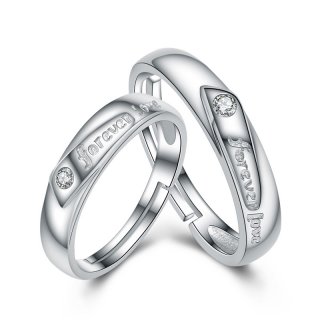 Simple Forever Love Ring 925 Sterling Silver Adjustable Ring for Couple I31