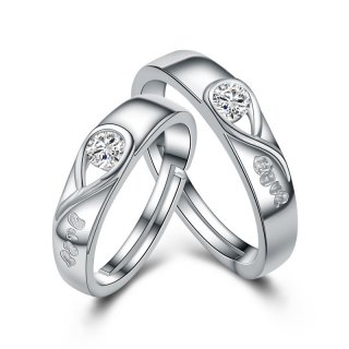 Simple Opening Ring 925 Sterling Silver Adjustable Ring for Couple I023