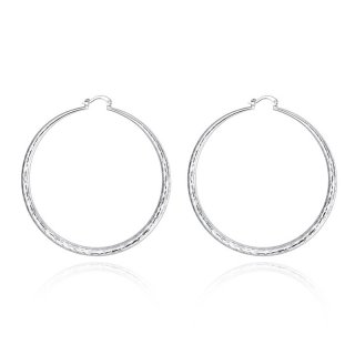 Fashion Large Circle Earrings 925 Sterling Silver Jewelry Ring for Women E289