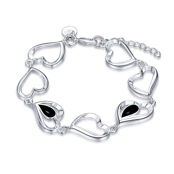 Hot Sale Fashoin Heart to Heart Bracelet 925 Sterling Silver for Women LKNSPCH548