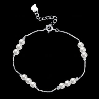 New Hot Pure 925 Sterling Silver Jewelry Simulated Pearl Bracelets for Women Lady Luxury Jewelry Gifts SVH012