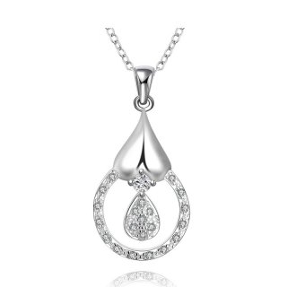 Western Design Water Drop Inlaid Stones Jewelry New Arrivals 925 Silver Necklace for Women