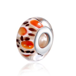 Hot Sale Silver Color Spot Flower Murano Glass Beads Fit Europe Bracelet&Bangle Charm Original European DIY Jewelry Gift PDRSVP0