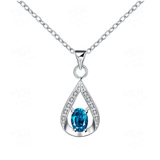 New Design Silver Plated Fashion Jewelry Necklace with Crystal Pendant for Women Wedding Jewelry SPN068