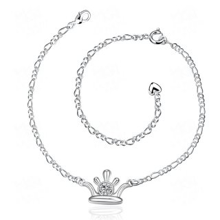 Lucky Silver Plated Foot Jewelry Cubic Zirconia Anklet Bracelet