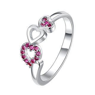 925 Sterling Silver Ring Jewelry Multicolor Zircon Paved Heart Love Wedding Rings for Women SPR071