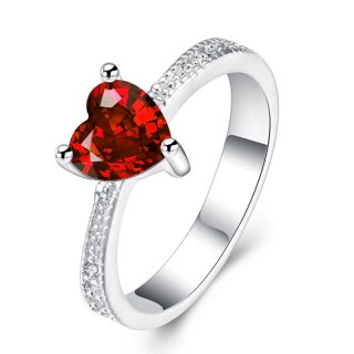 Red Heart Design Rings for Women&Men Silver Plated&Cubic Zirconia Rings Fashion Jewelry for Women R252