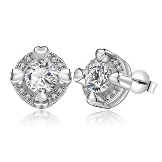 Fashion Jewelry 925 Sterling Silver Crystal Stud Earrings for Women E561