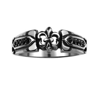 Punk Fashion Personality Retro Pattern Black Circle Steel Titanium Ring for Men GMYR123