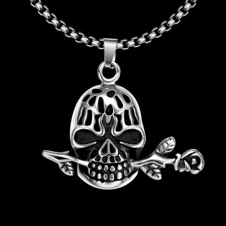 Cool Skull Pendant Necklace Punk Titanium For Men N026