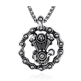 Skull Design Necklace Vintage Style Pendant Stainless Steel Chain Accessories For Men N068