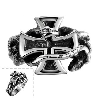 Fashion Ring Cool Jewelry Vintage 316L Stainless Steel Cross Ring for Men R112