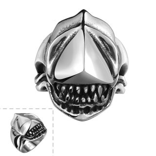 316L Men's Punk Stainless Steel Fashion Shark Pattern Cool Ring Hot Sale Party Ring R136