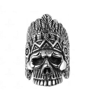 Cool Skull Ring Punk Stainless Steel Gift Ancient Mayan Mystery Chief Skull Titanium Ring for Men R149