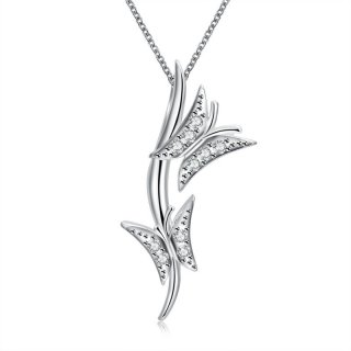 Butterfly Pendant Necklace Casual Style 925 Sterling silver & Zirconia For Lady CN702