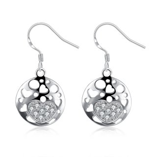 New Arrival Fashion Jewelry Silver Plated Cubic Zirconia Round Drop Earrings For Women