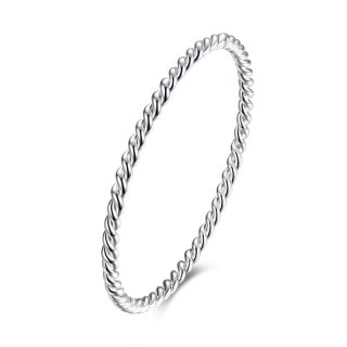 Top Quality Silver Color Jewelry Bangle 925 Sterling Silver Pulseras Twisted Round Bracelet for Women
