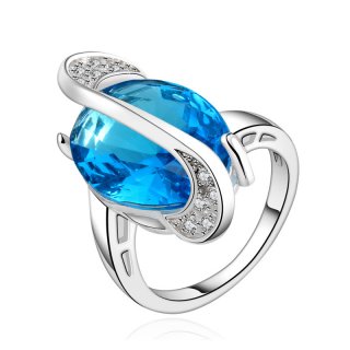 Water Drop Shaped Pure Blue Zircon Luxury Ring Water Drop Ring Romantic Dress Accessories for Women