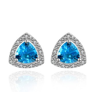 Fashion Brand Alloy plated Austrian Blue Crystal Earrings Rhinestone Water Drop Elegant Earrings for Lady