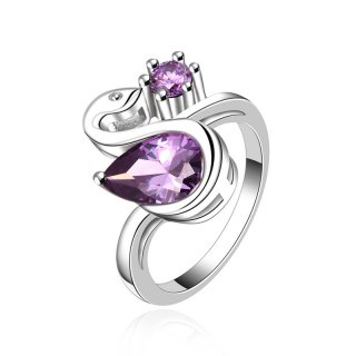 New Arrival Romantic Heart Shining Rings Glass 925 Silver Fashion Jewelry For Women