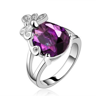 New Design Water Drop Ring Romantic Zirconia Gift Dress Accessories Purple Zircon Luxury Ring For Women
