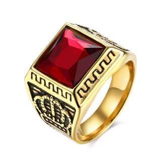Fashion Jewelry Retro Ruby Jewelry Stainless Steel 316l With Imitation Gemstone Rings Natural Stone For Men