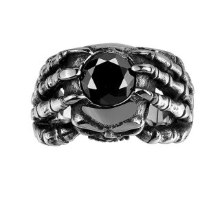 Retro Easter Halloween Punk Skull Ring 316L Stainless Steel Jewelry Inlaid Zircon Rings for Men