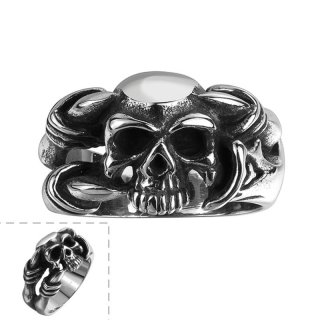Punk Style Personalized Dragon Claw Skull Biker Ring Jewelry 316L Stainless Steel Skeleton Head Finger Rings for Men