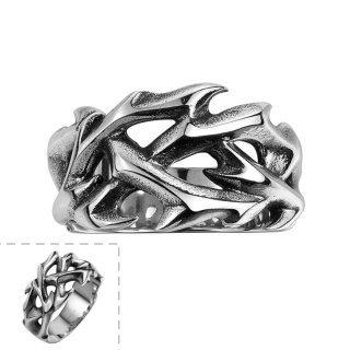 Fashion Jewelry 316L Stainless Steel Hollow Nngraving Rings Vintage flame Dragon Ring for Men