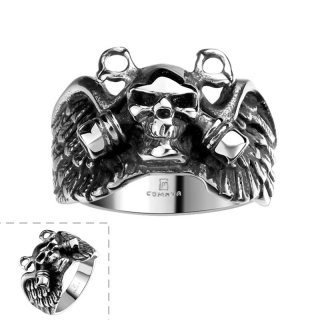 US Size 8/9/10/11 Skull Fashion Hot Sale Punk 316L Stainless Steel Ring Bar Party Jewelry For Men