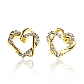 Elegant Jewelry Earrings Are Heart-Shaped Heart Stud Earring Career Rose Gold Plated & Rhinestone Women