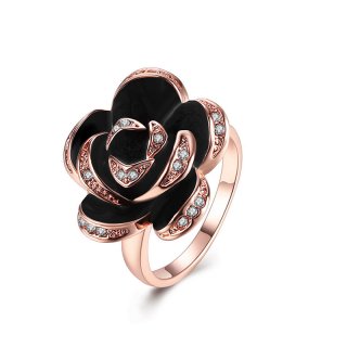 New Fashion Rings Gold Plated Platinum Plated Rose Flower Ring with Austrian Crystal Egagement Wedding Ring for Women