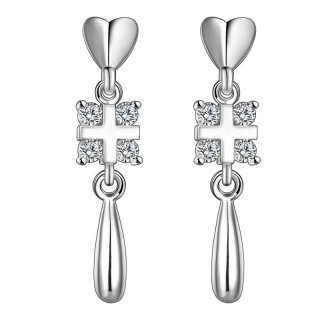 Special Design Cubic Zirconia Trendy Plated Cross Fine Jewelry Supplies Earrings Fashion High Quality for Women