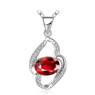 Elegant Jewelry Silver Plated Red/White Crystal Necklace Pendants&Necklaces Fashion Jewelry for Women