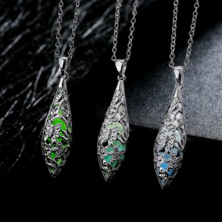 Fashion Jewelry Pattern Noctilucent Luminous Necklace 925 Sterling Silver Wedding Necklace Pendant for Women
