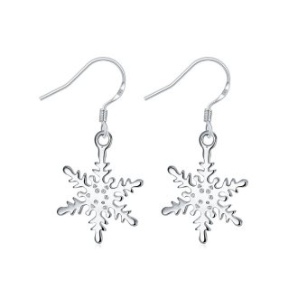 New Silver Plated Snowflake Statement Dangle Drop Earrings Lovely Lady Fashion Jewelry for Women