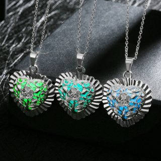 HOT SALE Heart Shaped Necklace 925 Sterling Silver Wedding Necklace Luminous Pendant for Women
