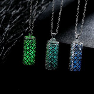 Mens Chain Necklace New Arrival Silver Plated Openwork Pattern Shape 3 Color Styles Luminous Pendant for Women