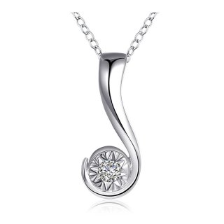 Simple Design Fashion Silver Jewelry Silver Plated Cubic Zirconia Pendant Necklace For Women