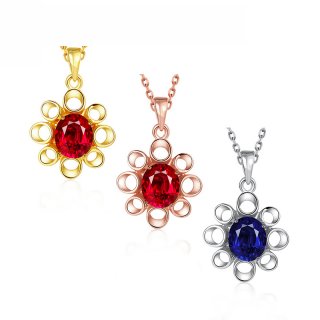 Skeleton Design Fashion Jewelry White/Rose/Yellow Gold plated Necklace Cubic Zirconia Pendant For Women
