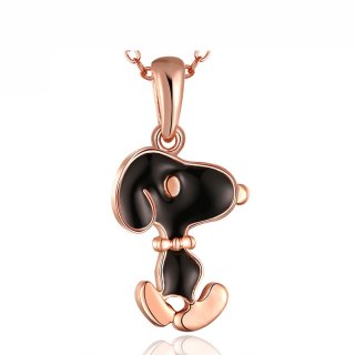 Fashion Jewelry Snoopy Shaped Necklace White/Rose/Yellow Gold plated Pendant for Girls