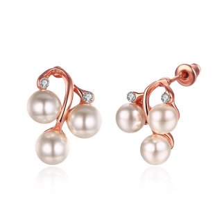 New Design Sweet Pearl Flower Earrings Zircon Gold Plated Earrings brincos Luxury Jewelry for Women
