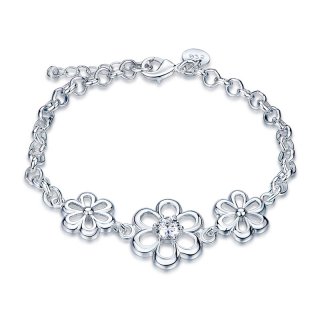 Top Quality Jewelry Charm Bracelet Flower 925 Sterling Silver Bracelet Factory Price for Women