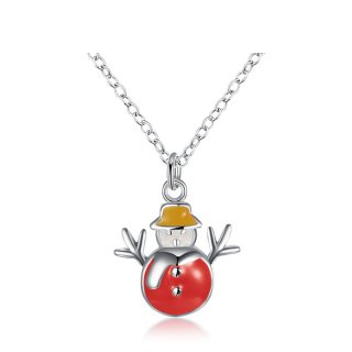 Fashion Jewelry Silver Plated Jewelry Snowman Pendant Necklace Christmas Gift For Women