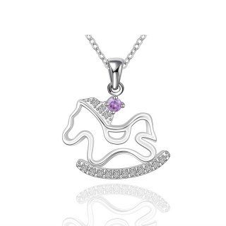 Creative Design Silver plated Necklace Hot Sale Little Horse Pendant For Girls