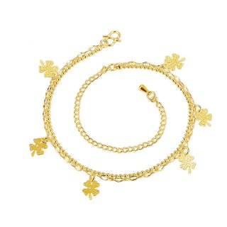 New High Quality Double Layer Flower Anklet Silver Gold Plated Foot Chain Jewelry for Women