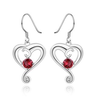 Fashion Jewelry 4 Colors Heart Shaped Earrings 925 Sterling Silver Jewelry for Women