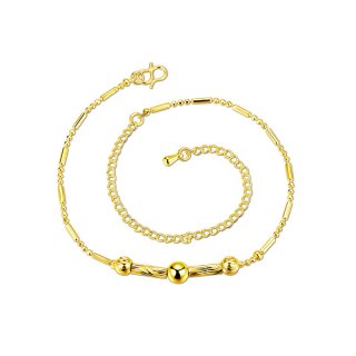 Fashion Simple Anklets Bracelets Silver Gold Plated Metal Bead Foot Bracelet Jewelry for Women