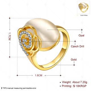New Fashion Crystal Flower Opal Stone Ring Yellow/Rose/White Gold Plated Ring Jewelry Wedding Rings for Women